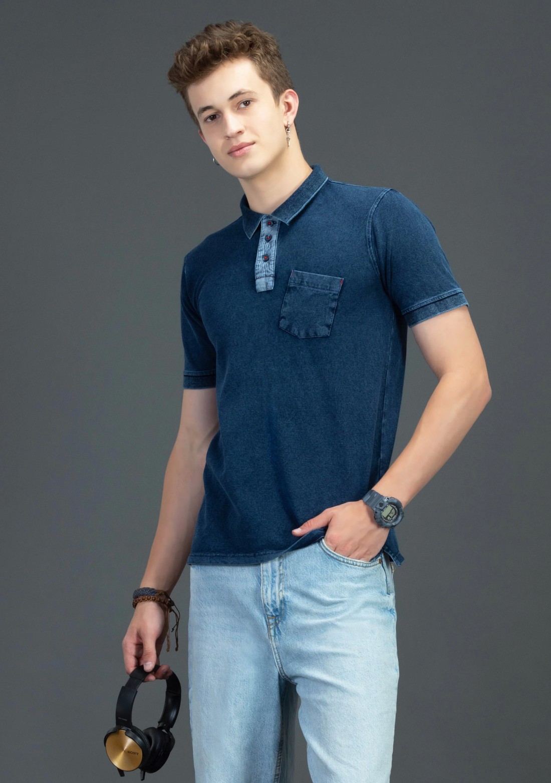 Blue Indigo Regular Fit Rhysley Men's Polo T-shirt