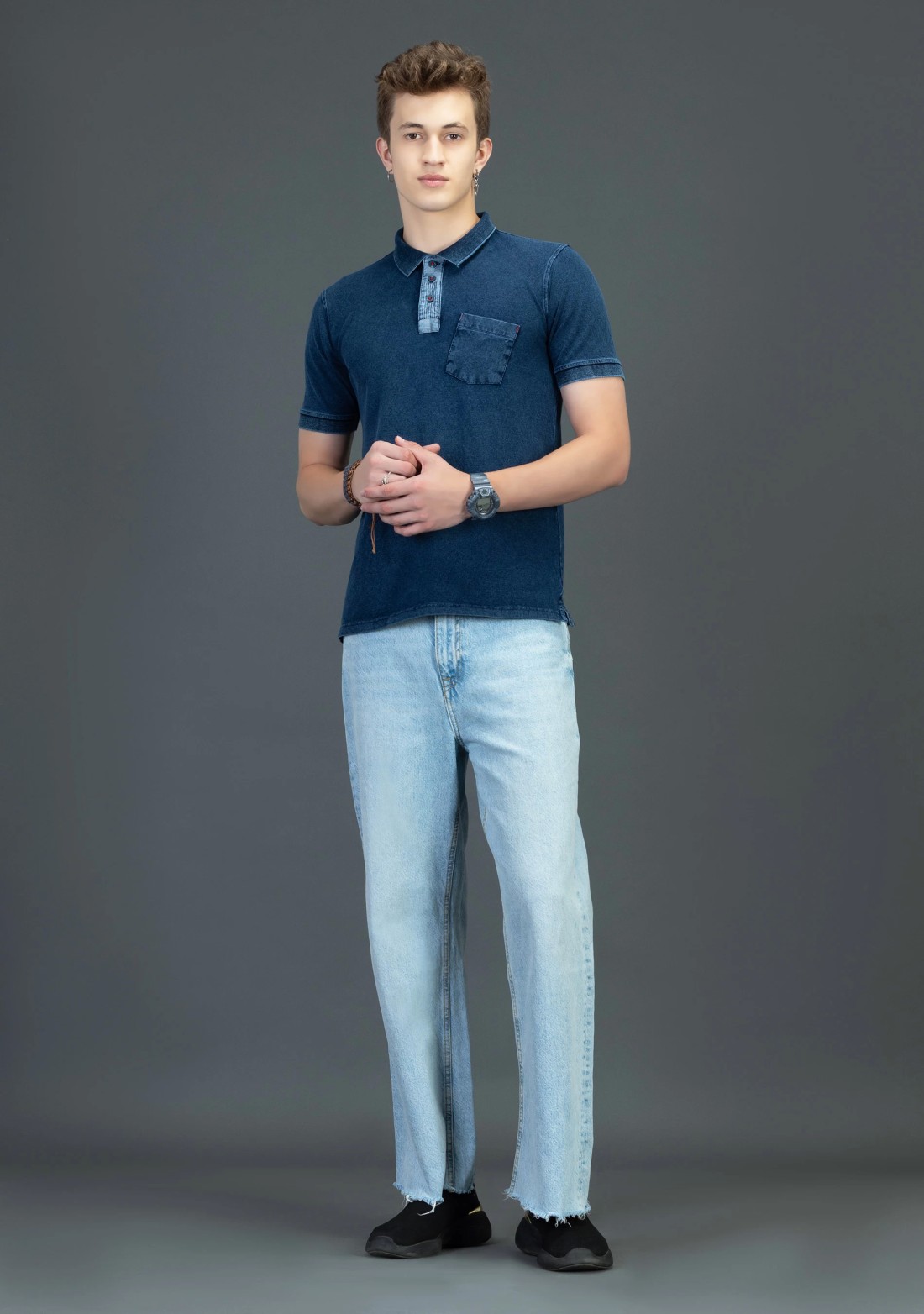 Blue Indigo Regular Fit Rhysley Men's Polo T-shirt