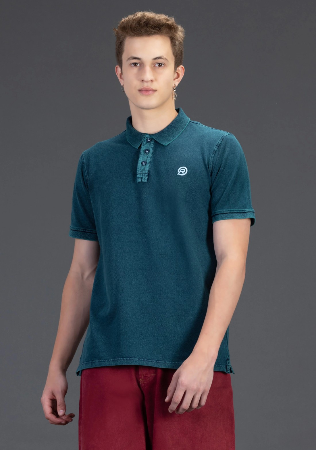 Greenish Indigo Regular Fit Rhysley Men's Polo T-shirt