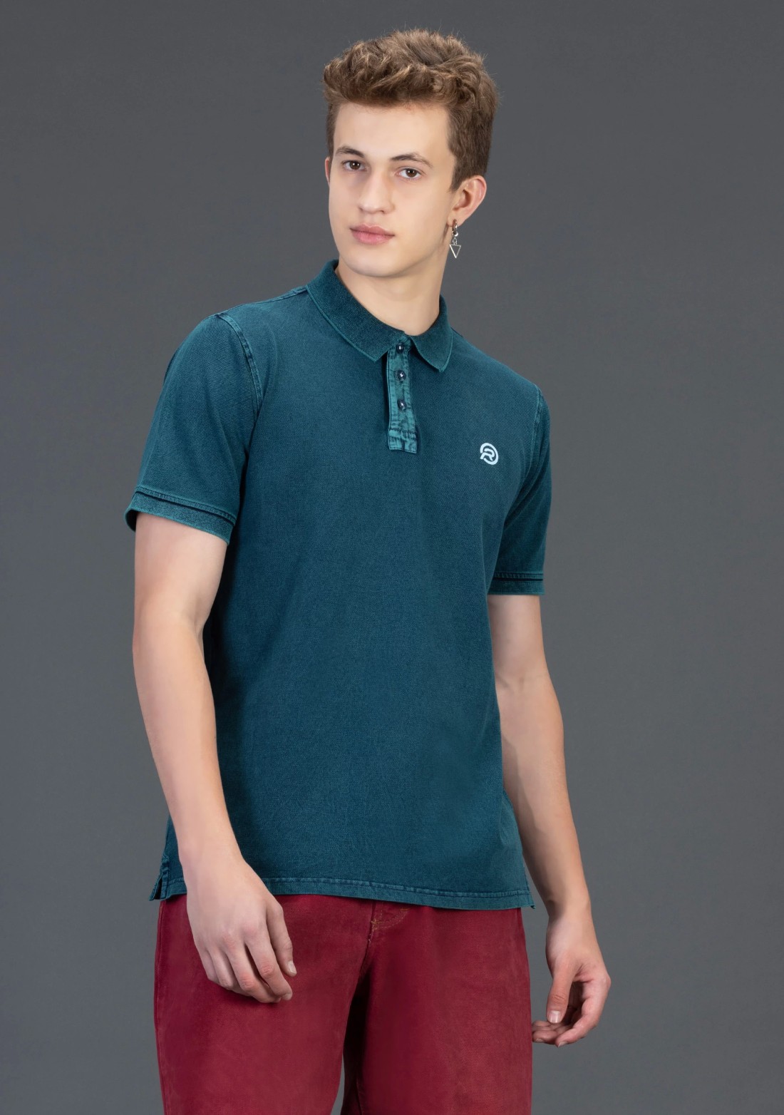 Greenish Indigo Regular Fit Rhysley Men's Polo T-shirt