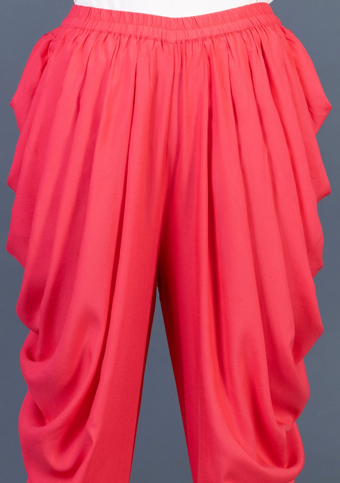 Coral Viscose Rayon Side Cowl Dhoti Salwar