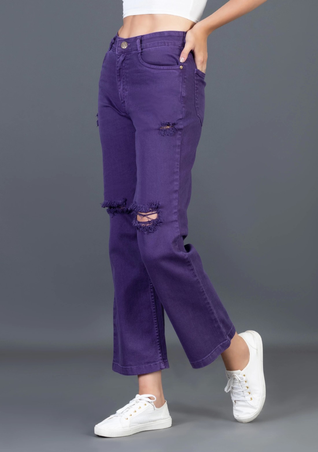 Purple Wide Leg Rhysley Women’s Ripped Jeans