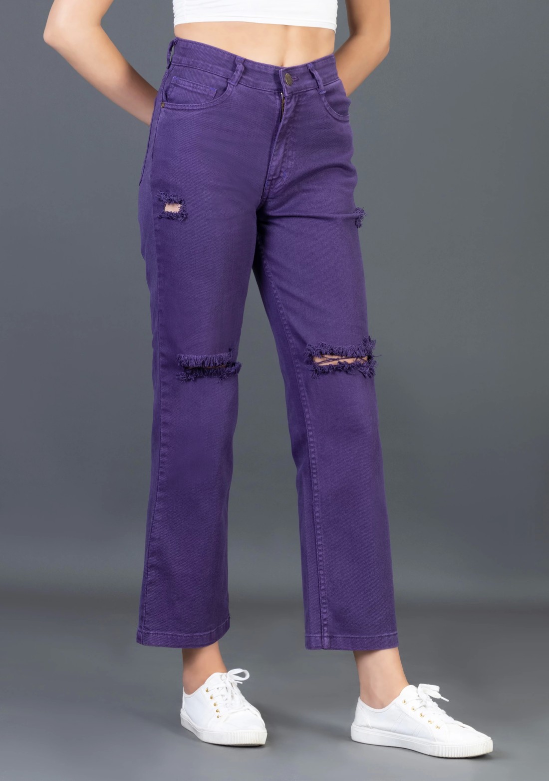 Purple Wide Leg Rhysley Women’s Ripped Jeans