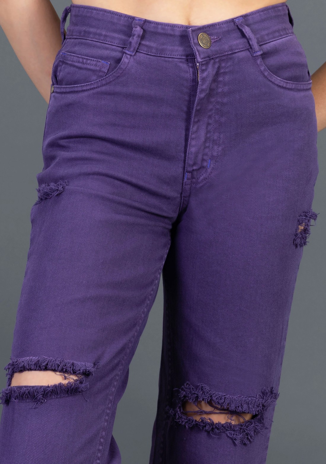 Purple Wide Leg Rhysley Women’s Ripped Jeans