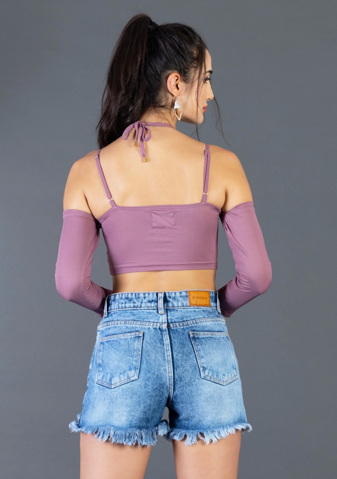 Dusty Pink Spaghetti Style Rib Knit Crop Top