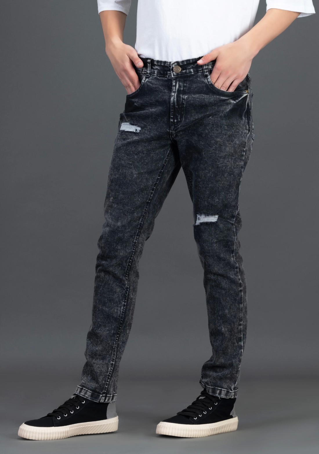 Dark Grey Comfort Fit Men's Fashion Jeans