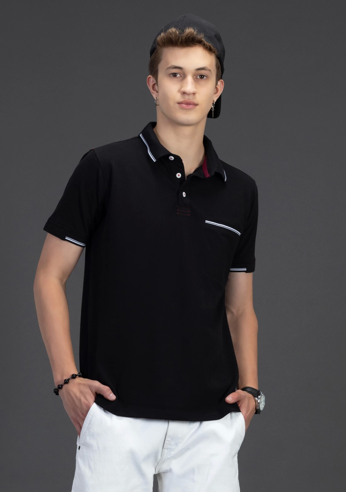 Black Regular Fit Rhysley Men's Polo T-shirt