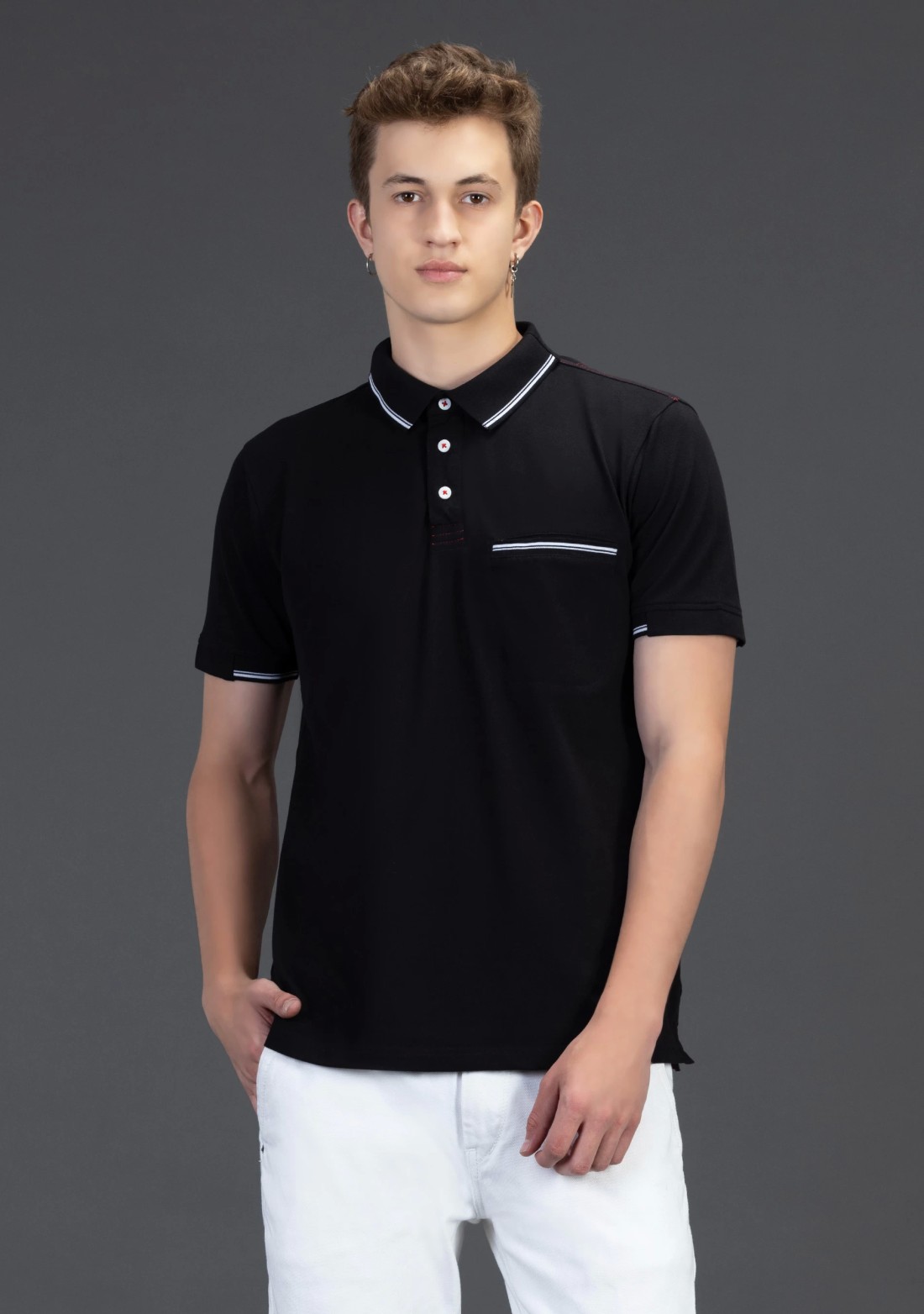 Black Regular Fit Rhysley Men's Polo T-shirt