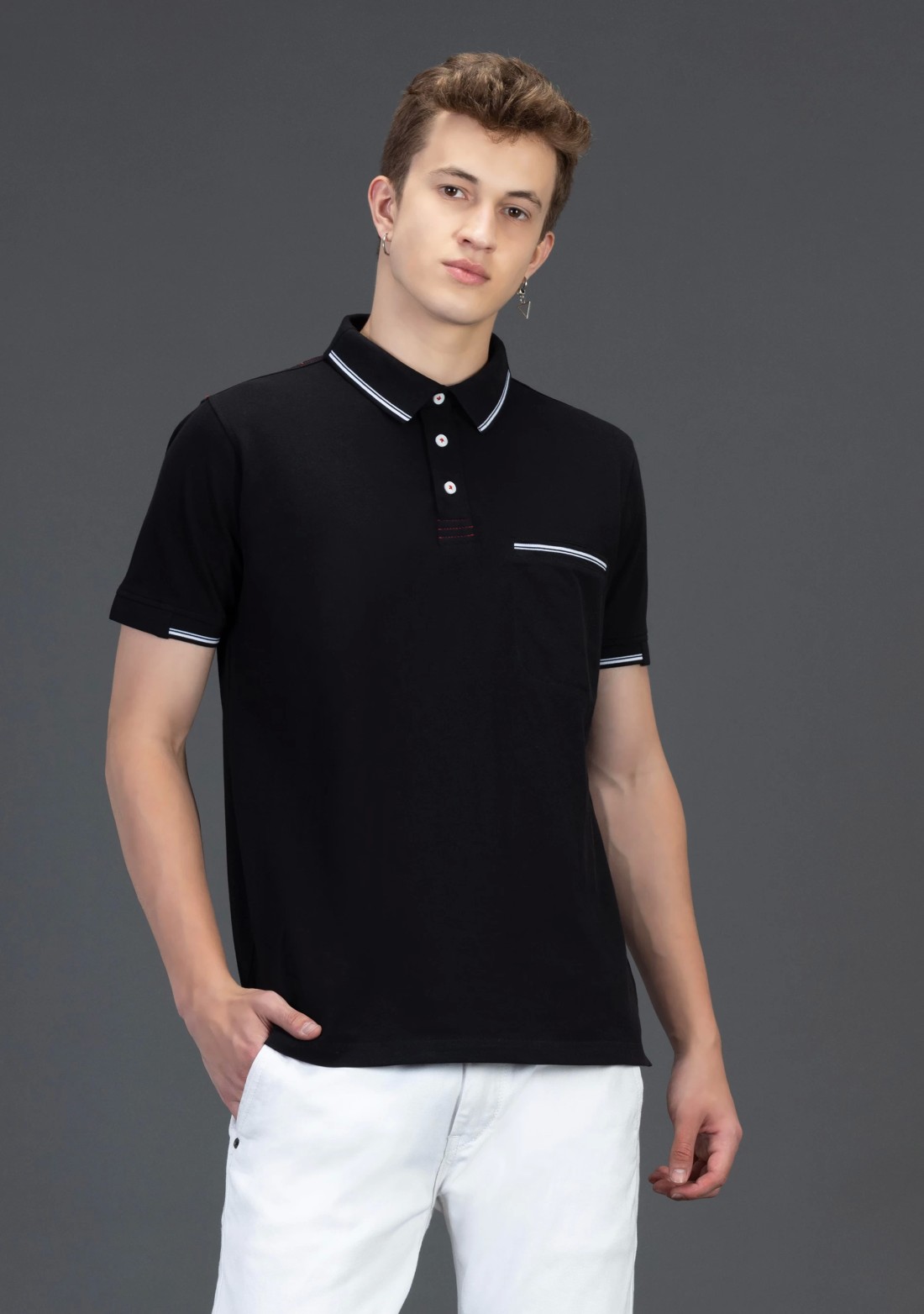 Black Regular Fit Rhysley Men's Polo T-shirt