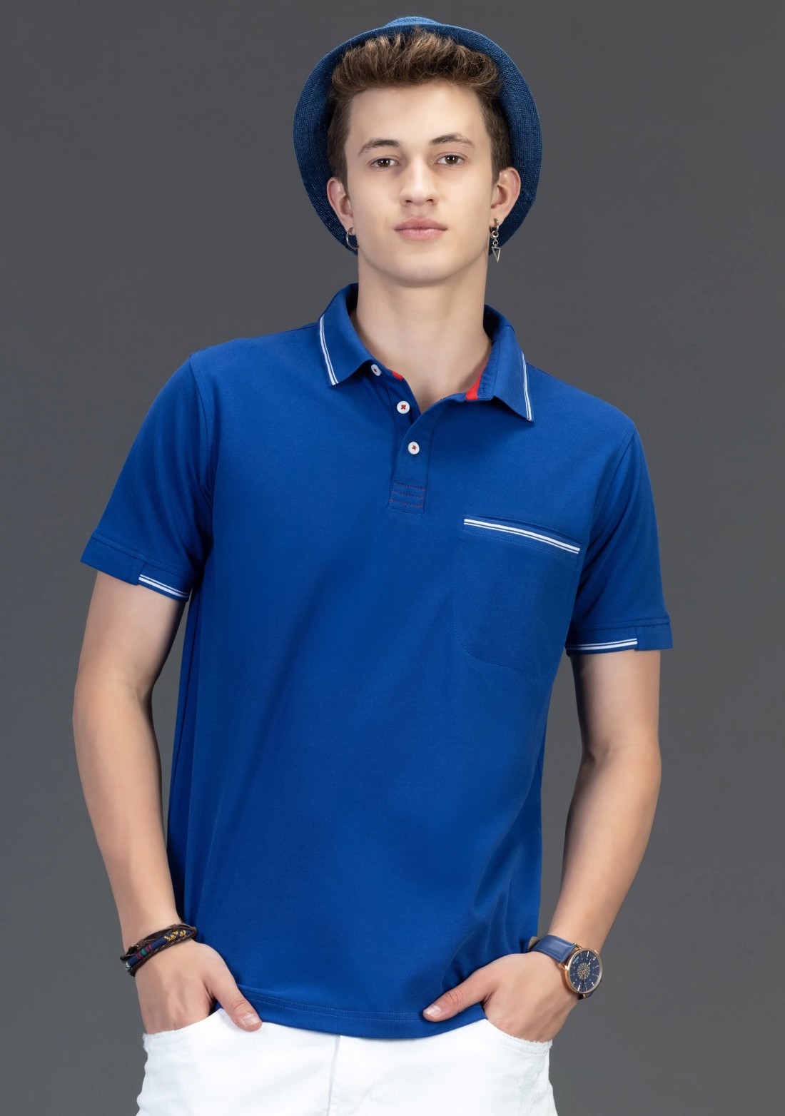 Blue Regular Fit Rhysley Men's Fashion Polo T-Shirt