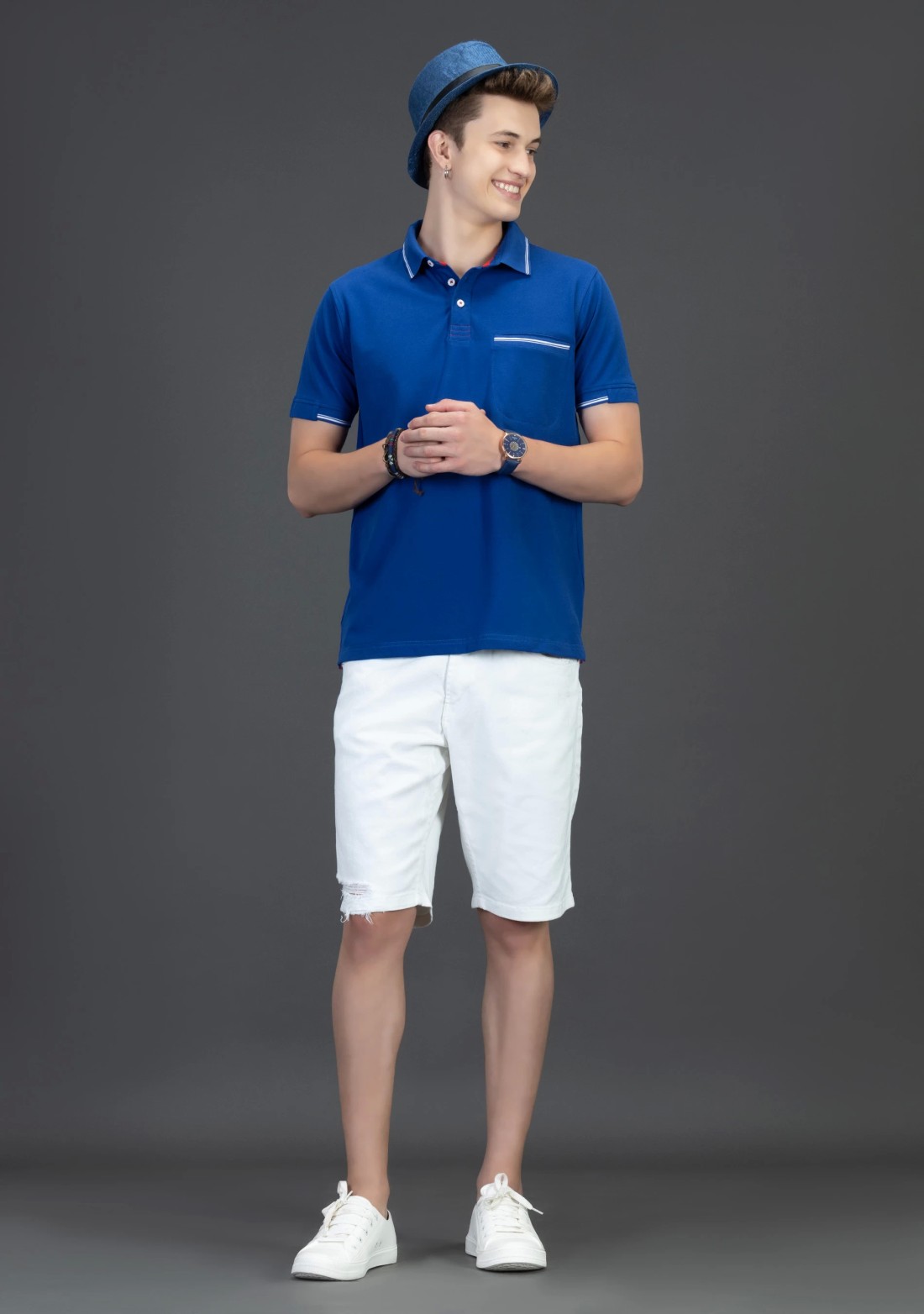 Blue Regular Fit Rhysley Men's Fashion Polo T-Shirt