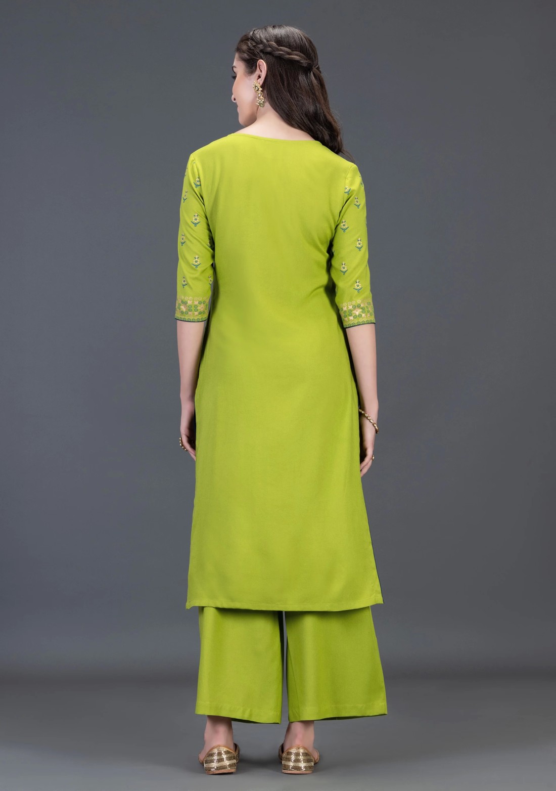 Green Gold & Khari Printed Viscose Rayon Straight Kurta