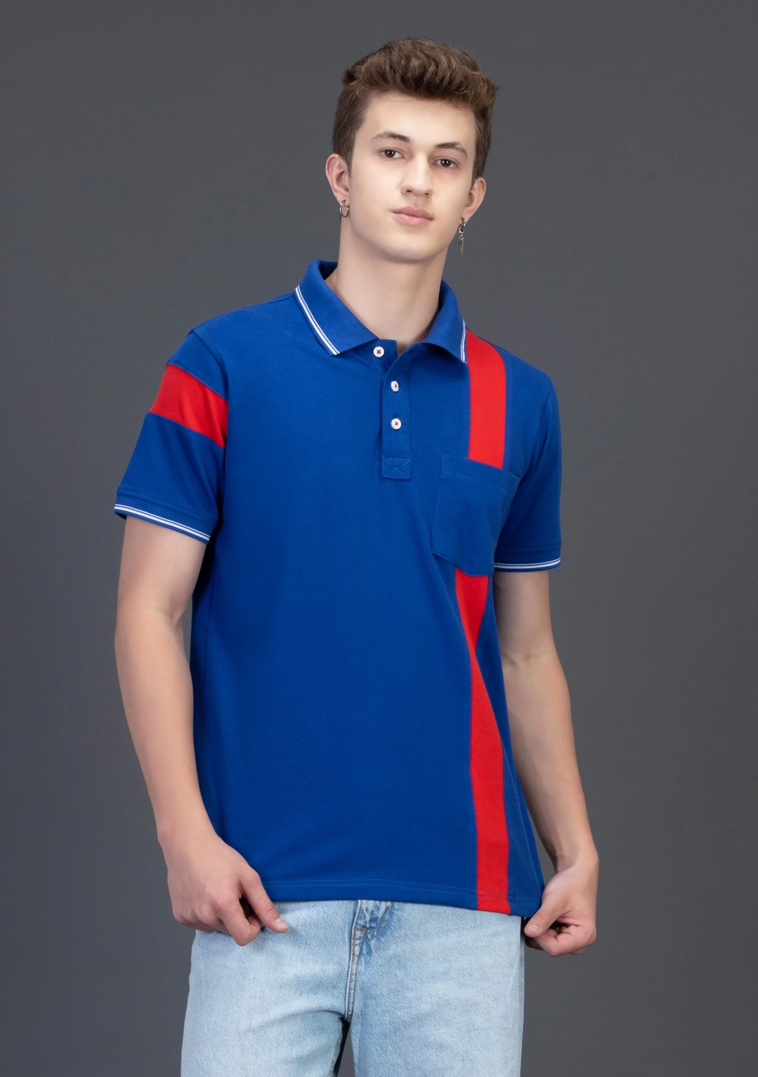 Rhysley Blue Regular Fit Men's Fashion Polo T-Shirt