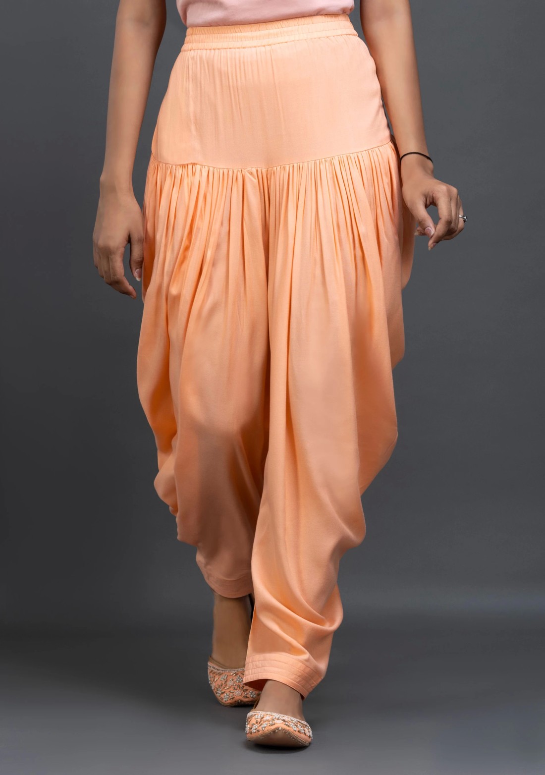 Peach Viscose Rayon Patiala Salwar