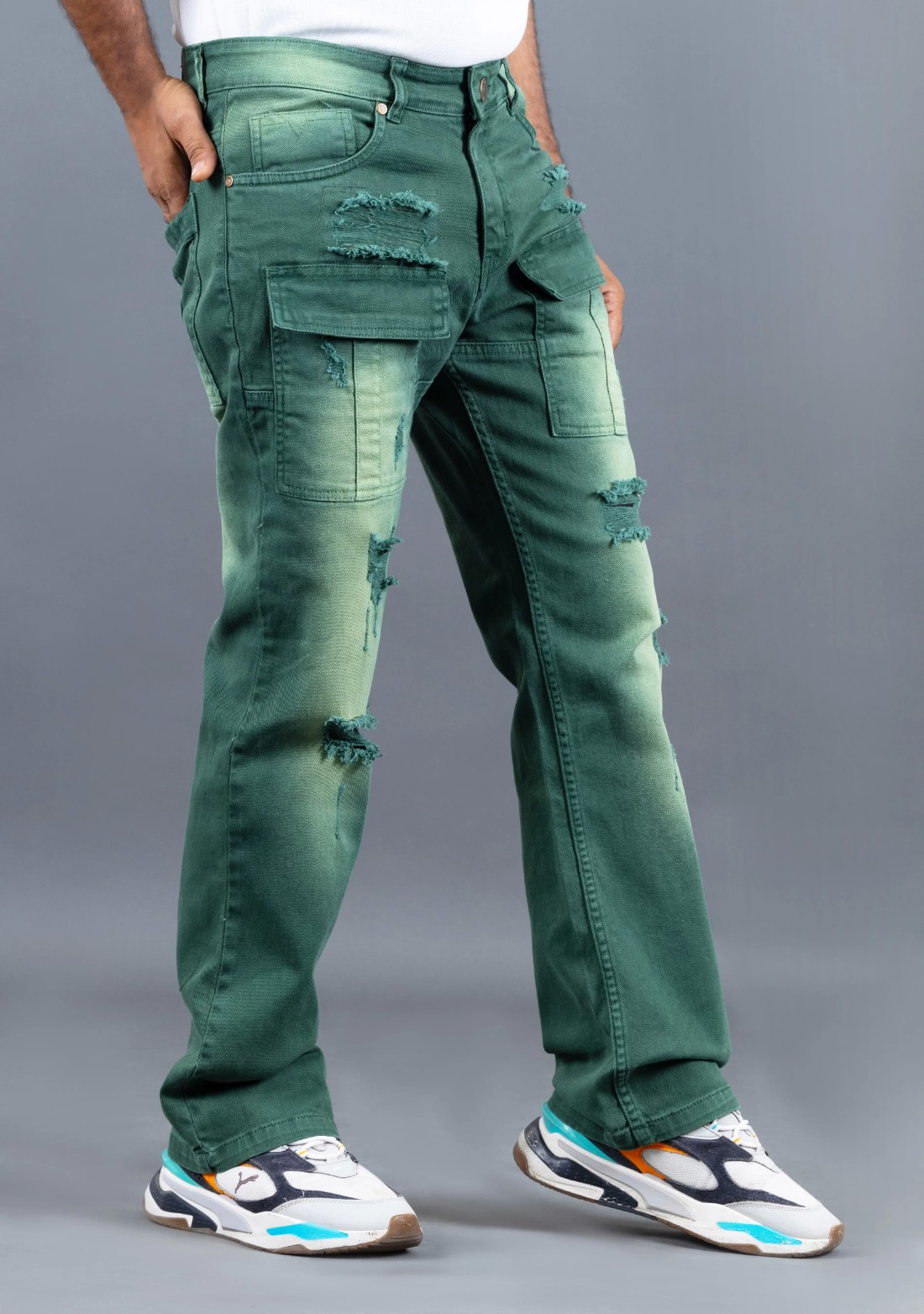 Green Boot Cut Rhysley Men's Fashion Jeans