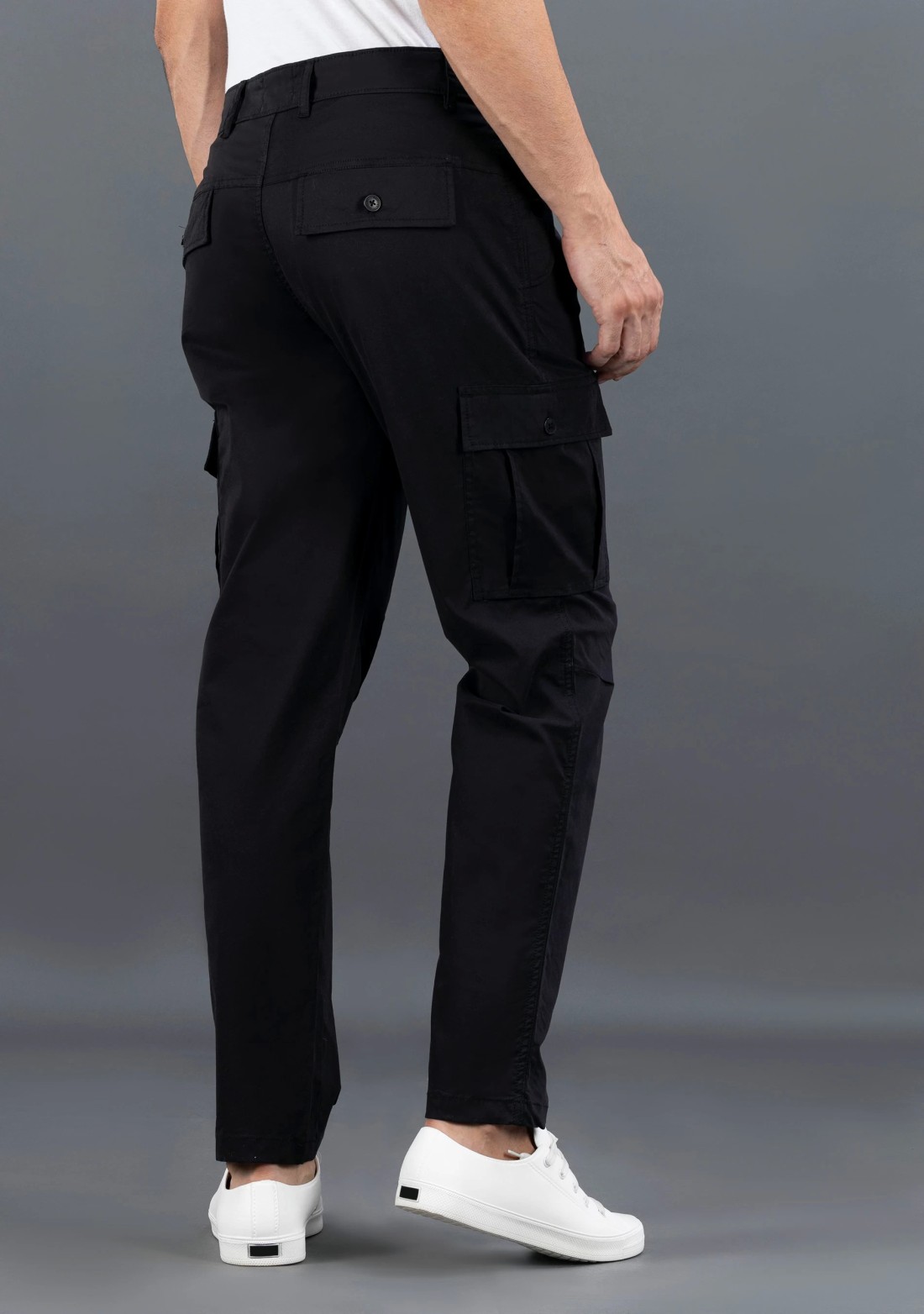 Black Regular Fit Rhysley Men’s Cargo Casual Trousers