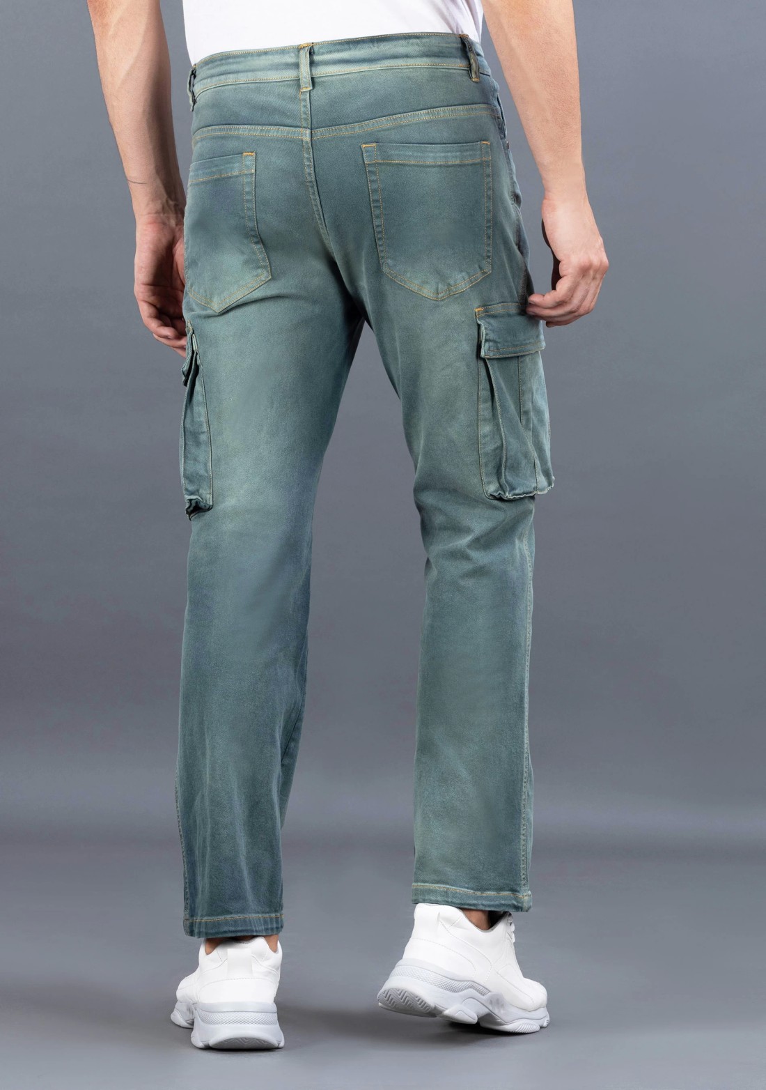 Winter Green Straight Fit Rhysley Men's Cargo Jeans