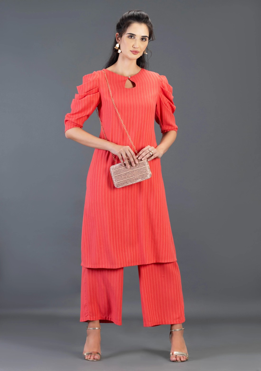 Coral Rayon dobby Straight Kurta Pant Co-Ord Set