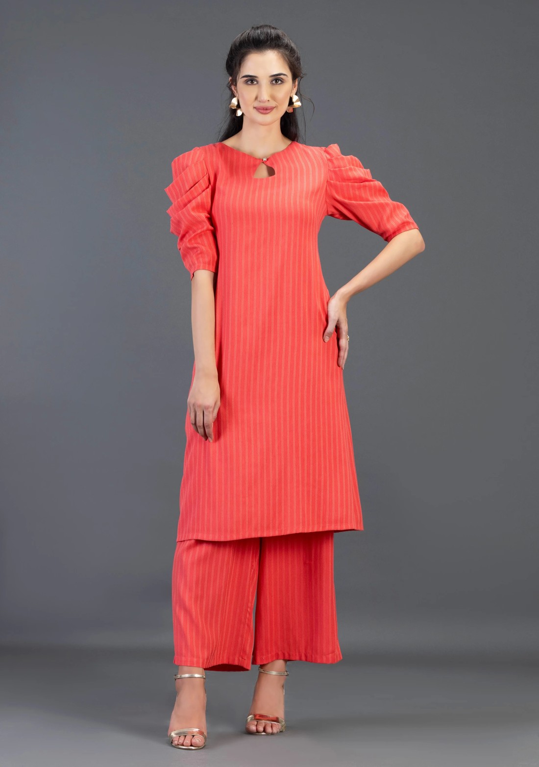 Coral Rayon dobby Straight Kurta Pant Co-Ord Set