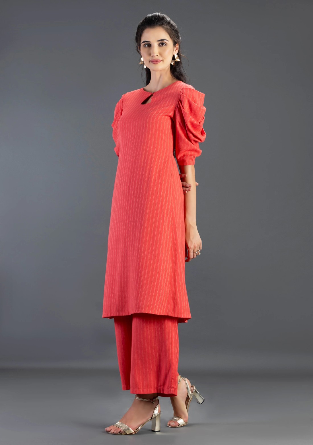 Coral Rayon dobby Straight Kurta Pant Co-Ord Set