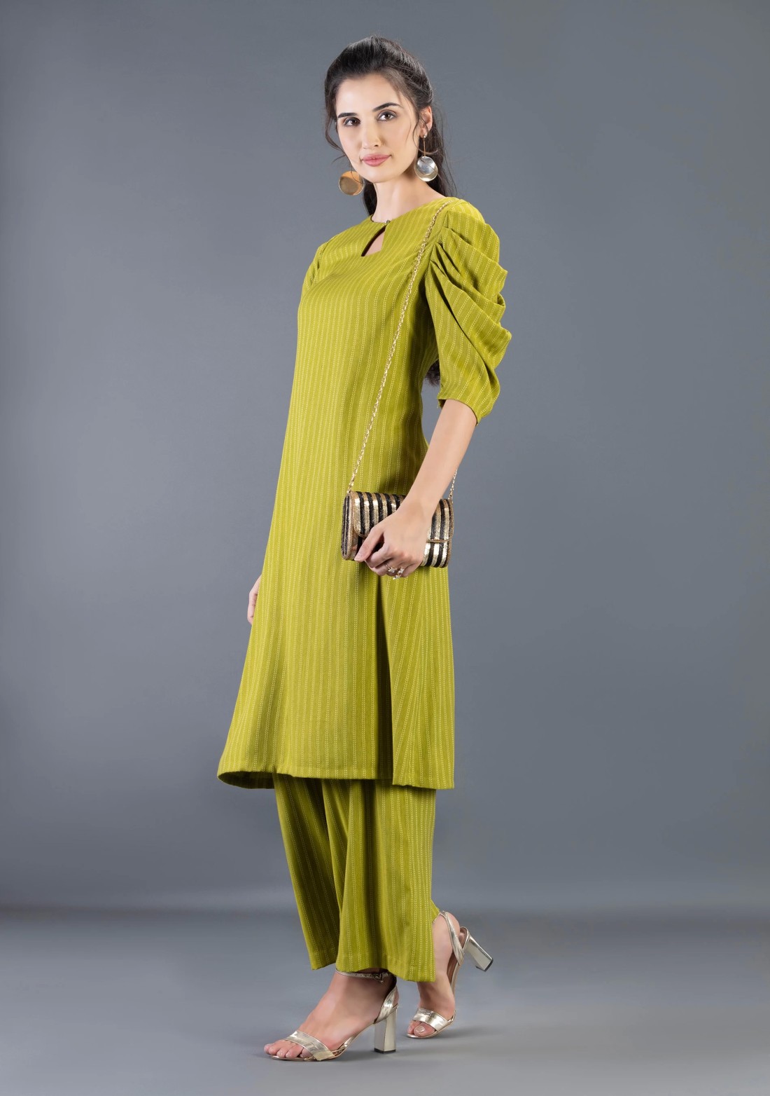 Green Rayon dobby Straight Kurta Pant Co-Ord Set