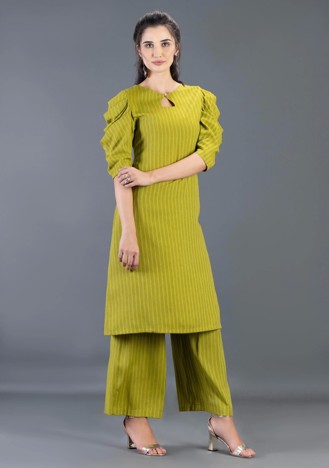 Green Rayon dobby Straight Kurta Pant Co-Ord Set