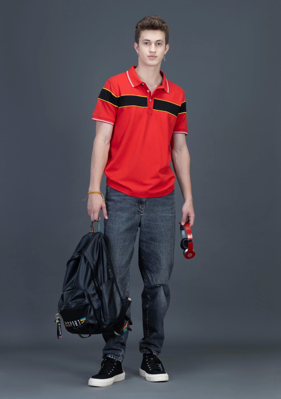 Red Regular Fit Rhysley Men's Polo T-shirt