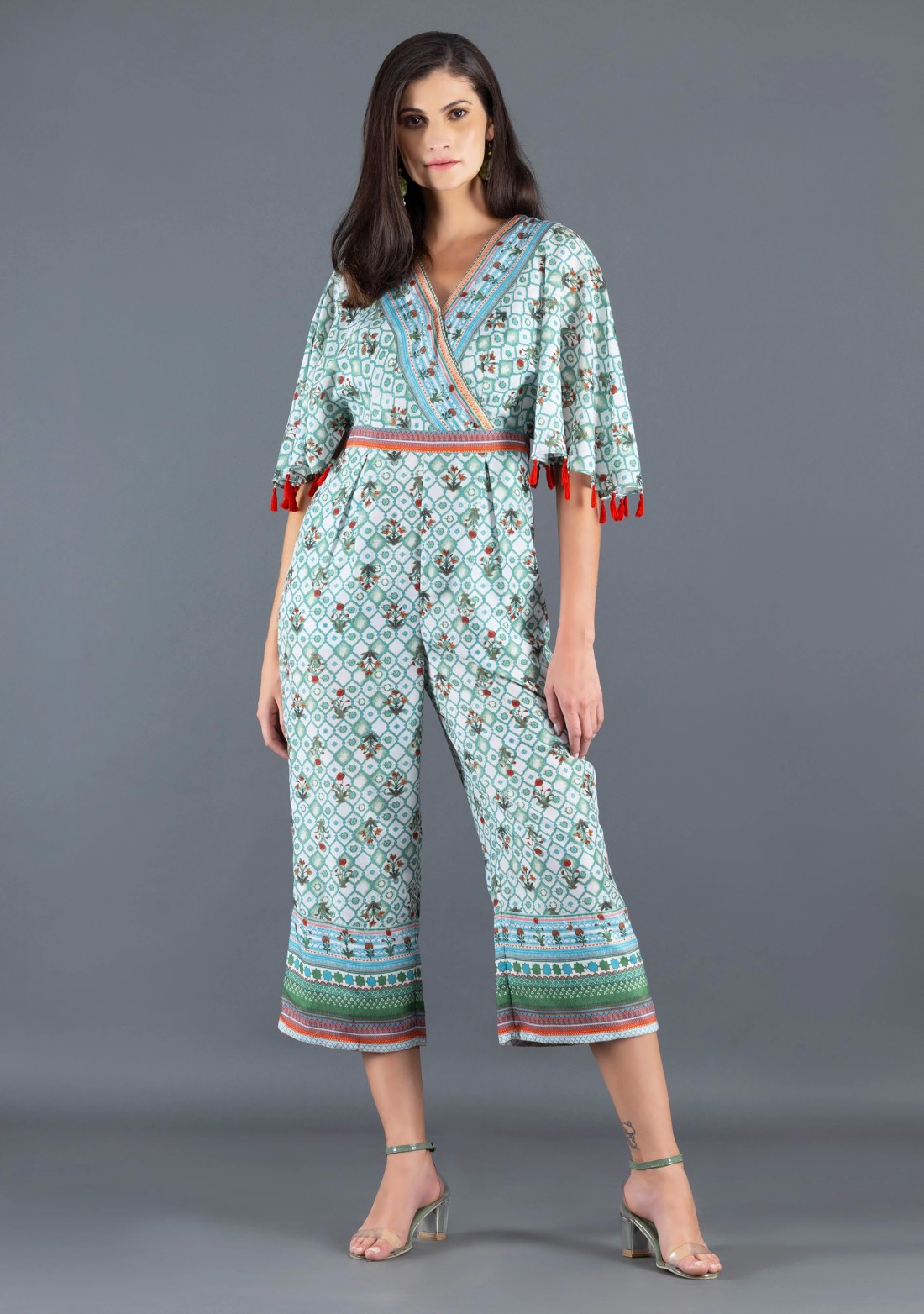 Ethnic Motif Print Rayon Wrap Around Jumpsuit