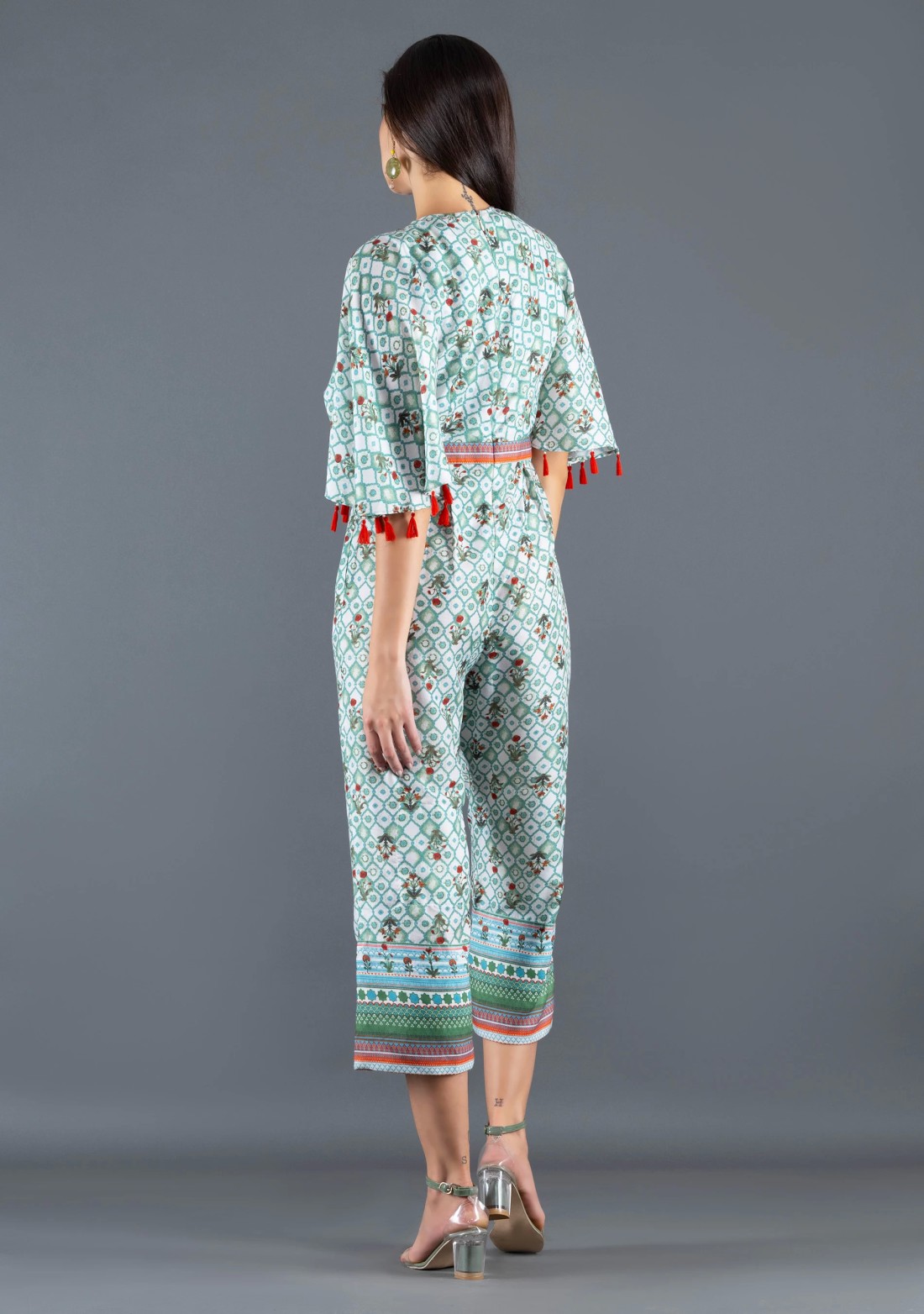 Ethnic Motif Print Rayon Wrap Around Jumpsuit