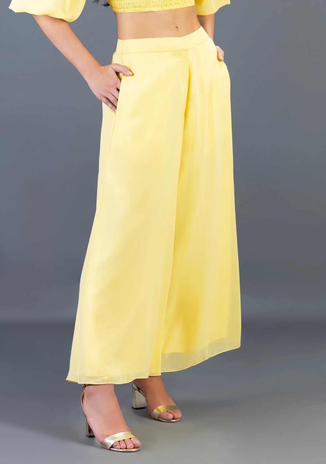 Pastel Yellow Schiffli Embroidered Georgette Co-ord Set