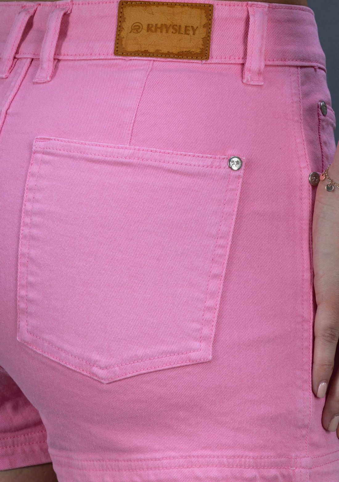 Baby Pink Slim Fit Rhysley Women's Denim Shorts