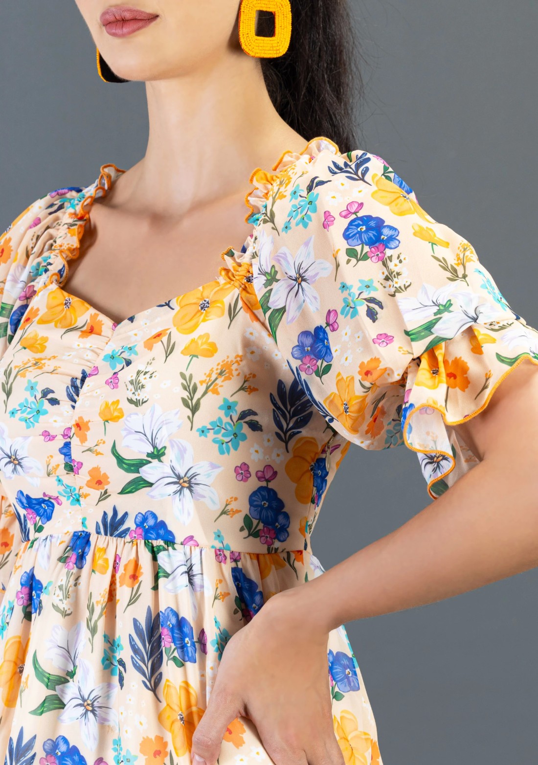 Multi Colour Floral Print Georgette Peplum Top