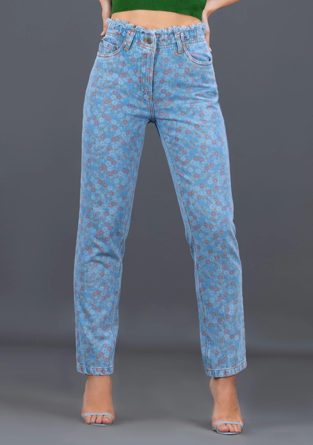 Light blue Printed Rhysley Women's Distressed Fashion Jeans