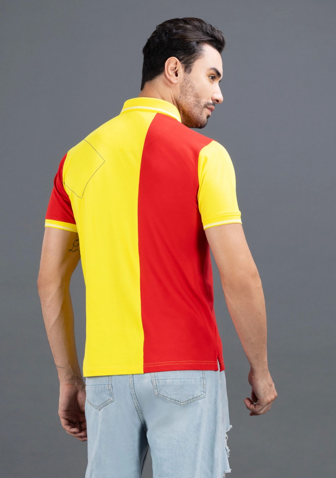 Red & Yellow Regular Fit Rhysley Men's Polo T-shirt