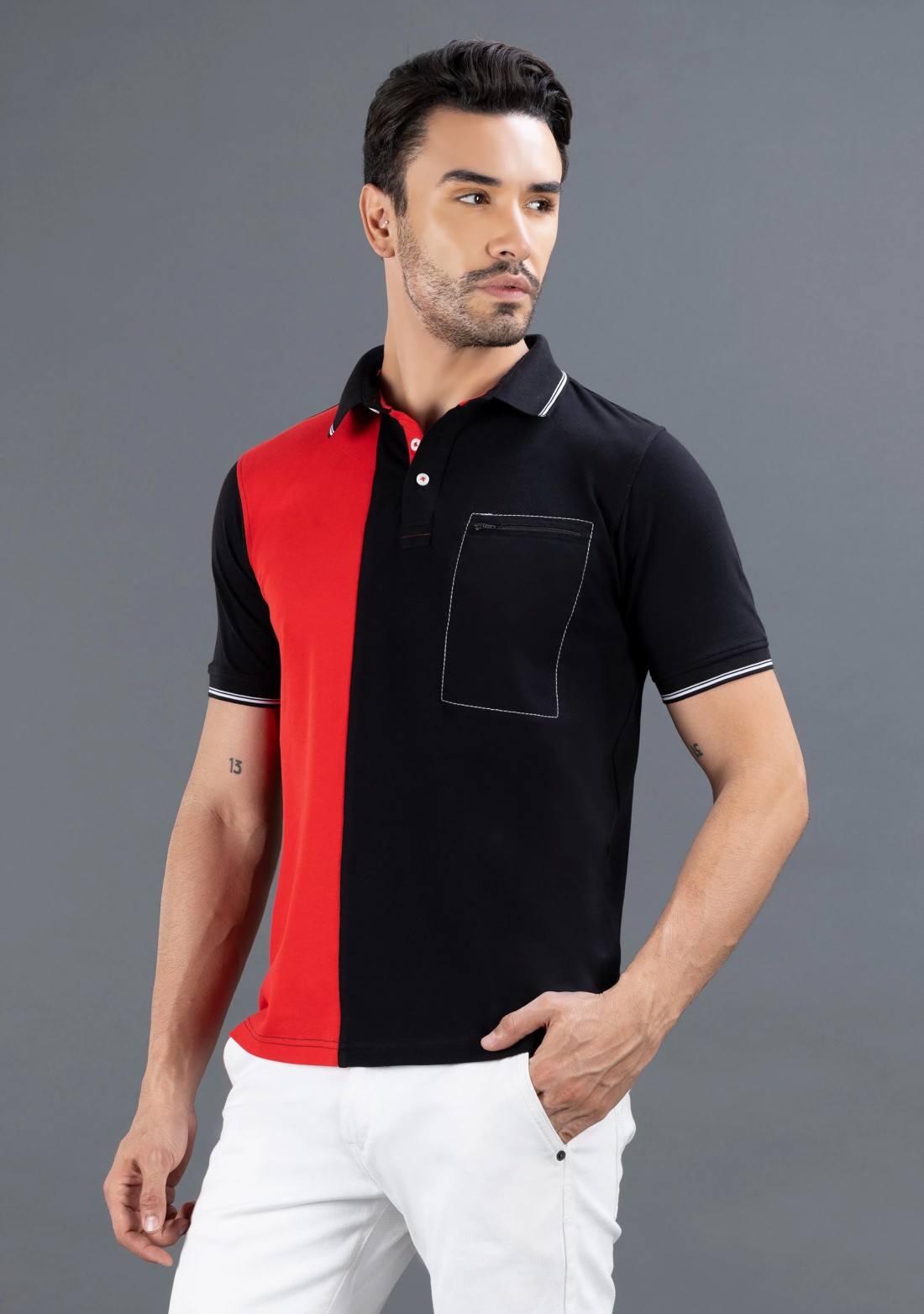 Red & Black Regular Fit Rhysley Men's Polo T-shirt