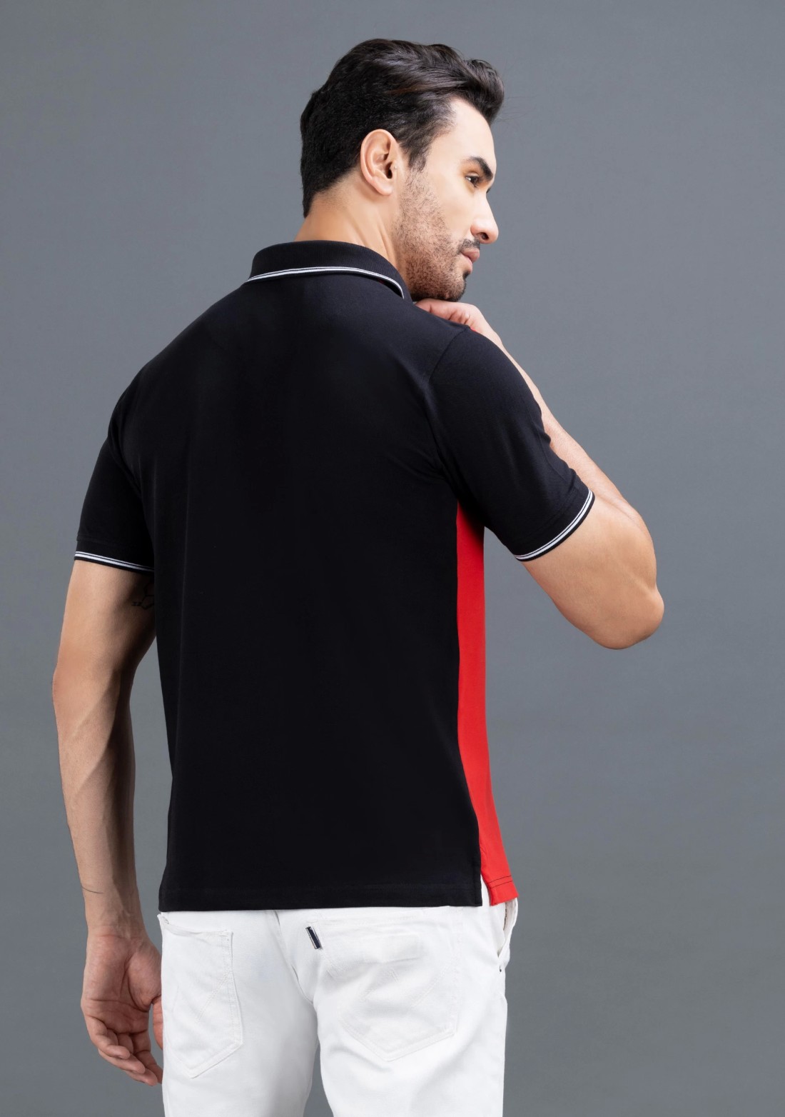 Red & Black Regular Fit Rhysley Men's Polo T-shirt