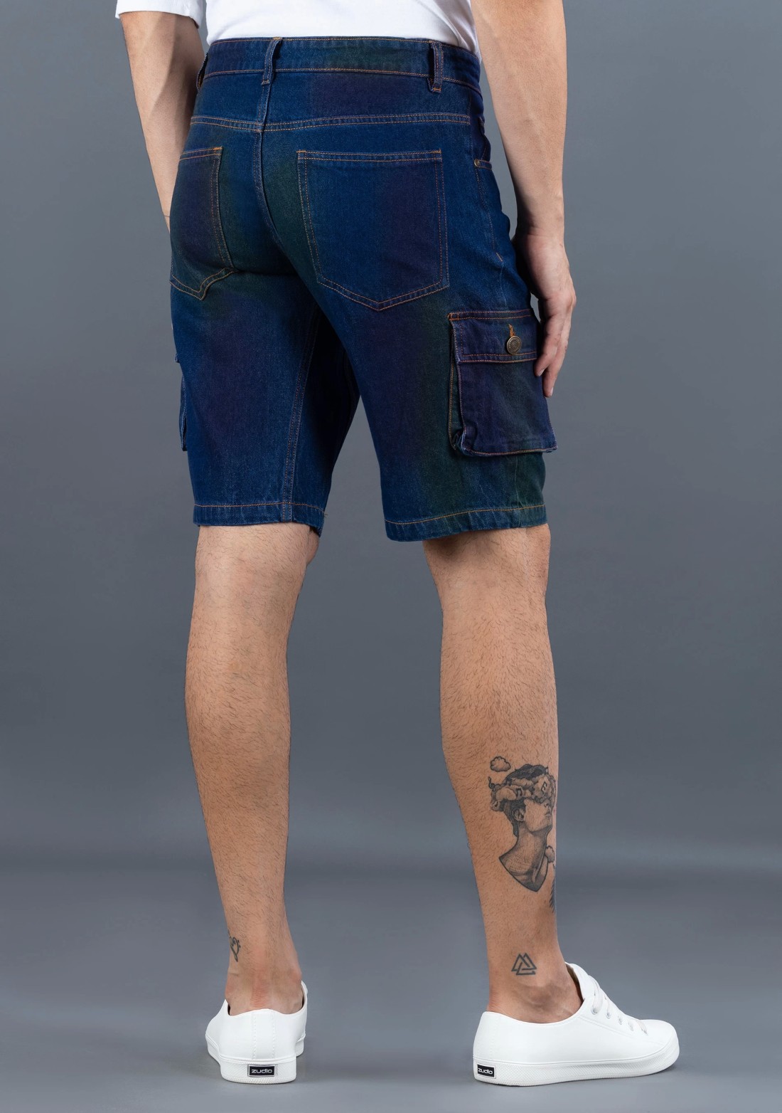 Multi-Colour Regular Fit Rhysley Men's Denim Cargo Shorts