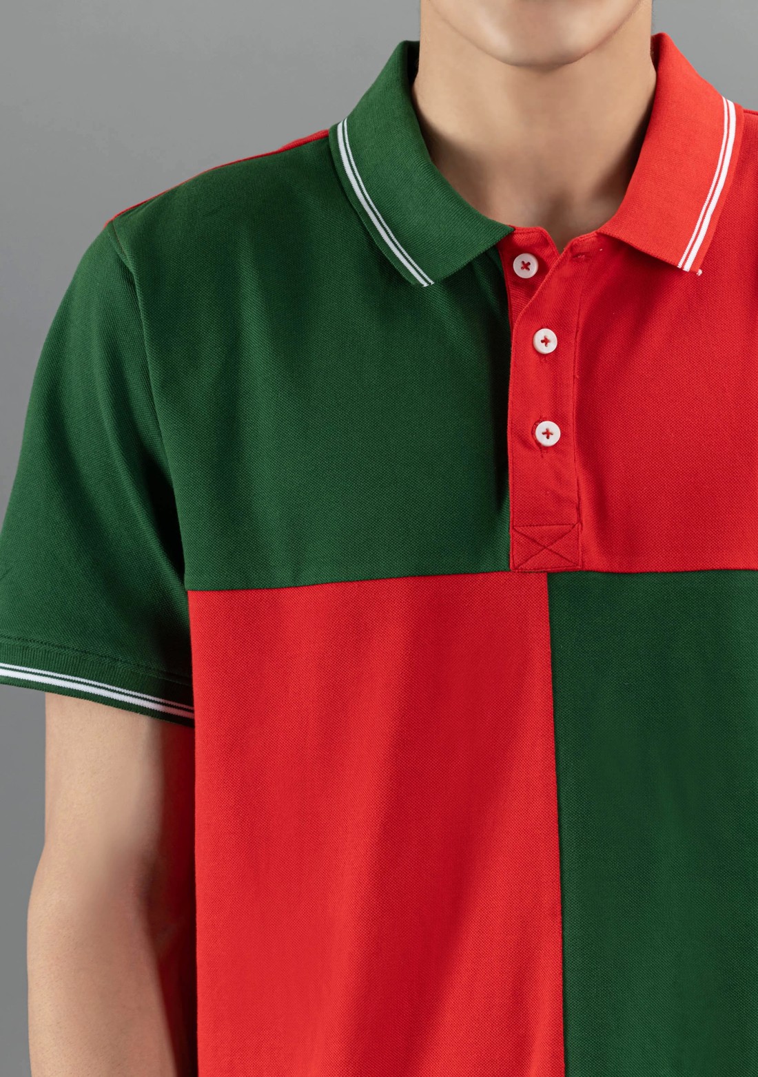 Green and Red Regular Fit Rhysley Men's Polo T-Shirt