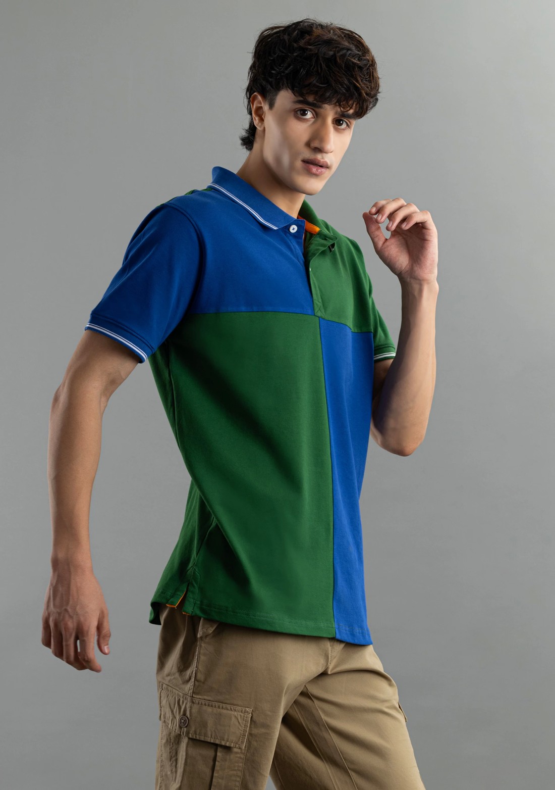 Green and Blue Regular Fit Rhysley Men's Polo T-Shirt