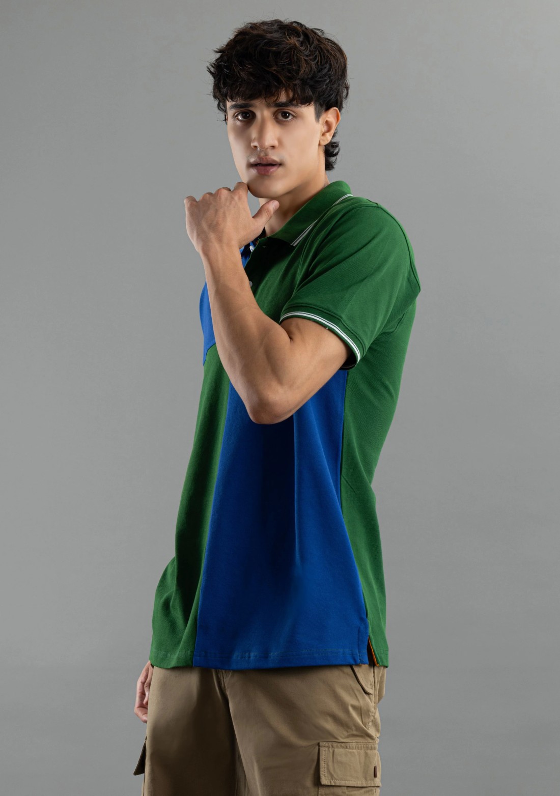 Green and Blue Regular Fit Rhysley Men's Polo T-Shirt