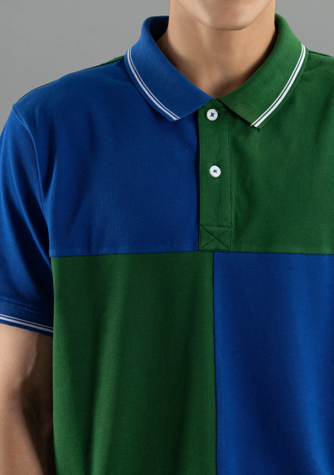 Green and Blue Regular Fit Rhysley Men's Polo T-Shirt