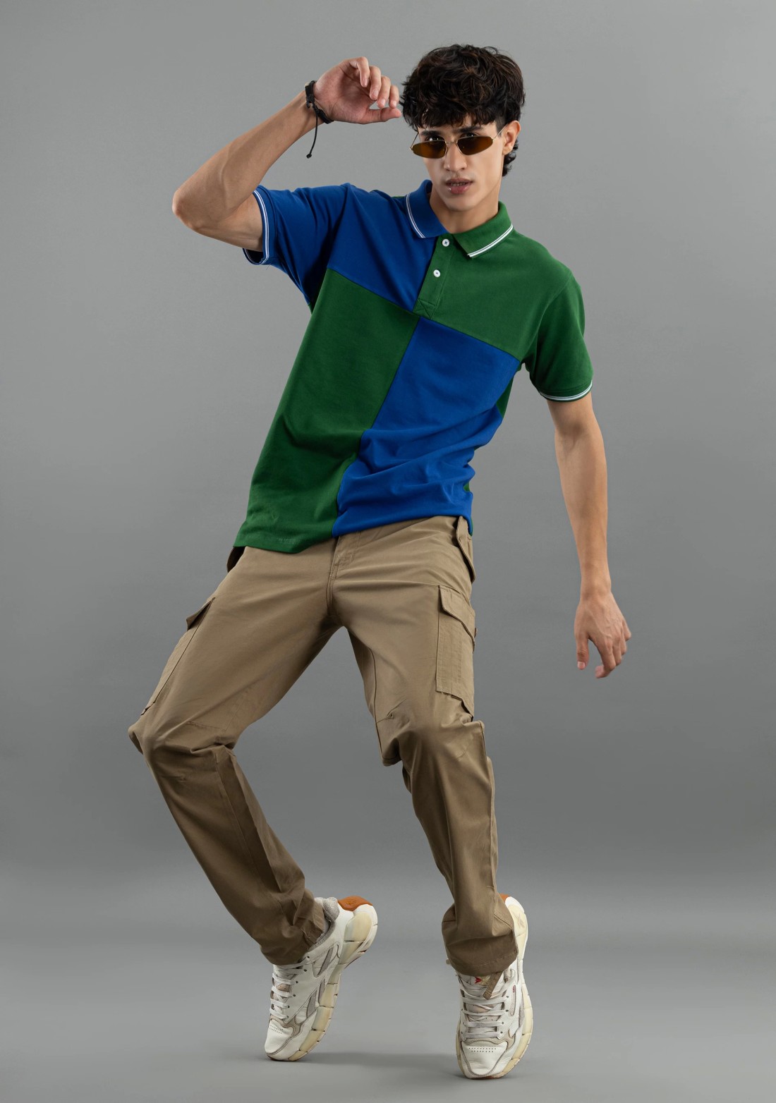 Green and Blue Regular Fit Rhysley Men's Polo T-Shirt