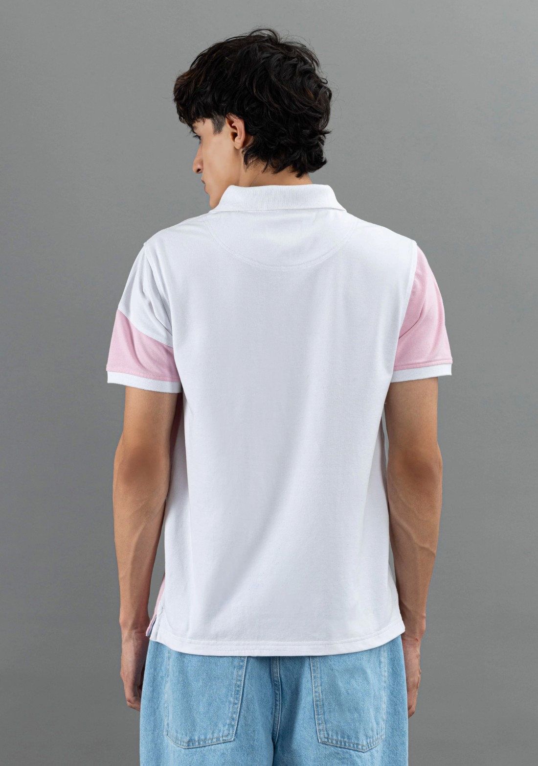 White and Pink  Regular Fit Rhysley Men's Polo T-Shirt