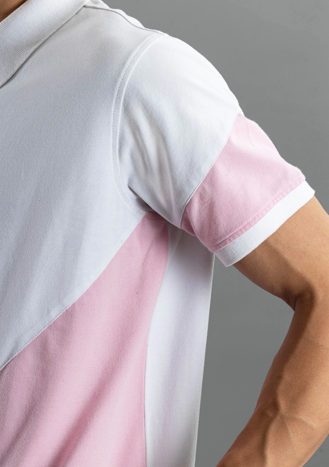 White and Pink  Regular Fit Rhysley Men's Polo T-Shirt