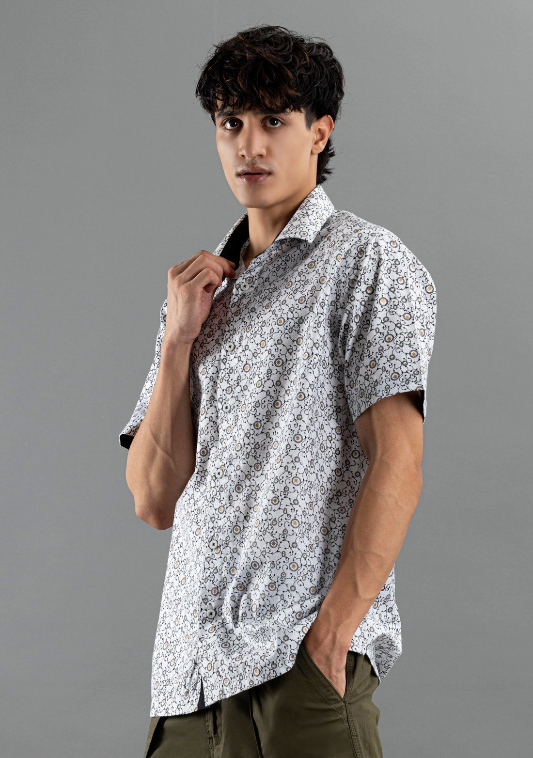 White Printed Regular fit Rhysley Men's Casual Shirt