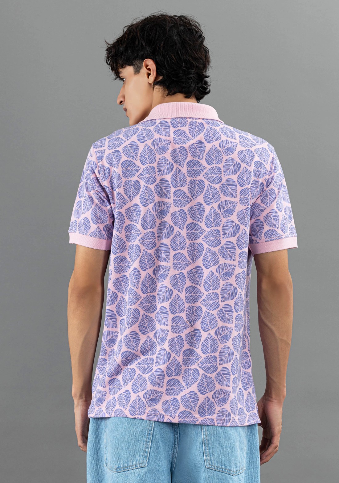 Pink Printed Regular Fit Rhysley Men's Polo T-Shirt