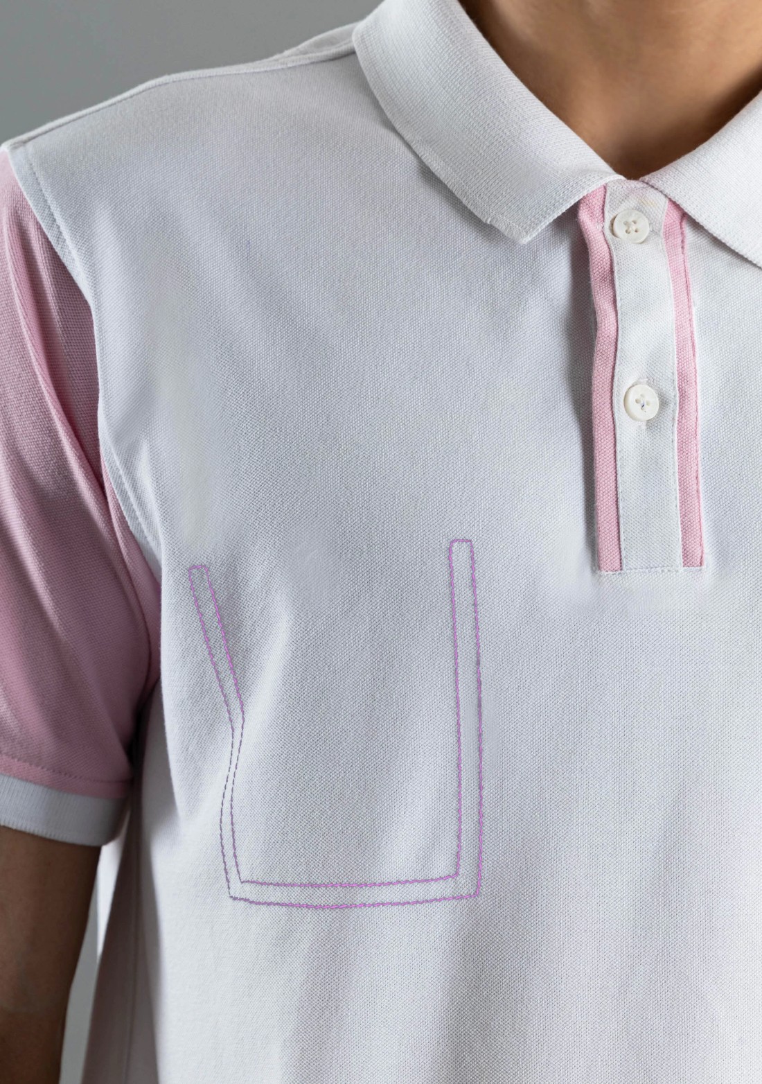 White and Pink  Regular Fit Rhysley Men's Polo T-Shirt