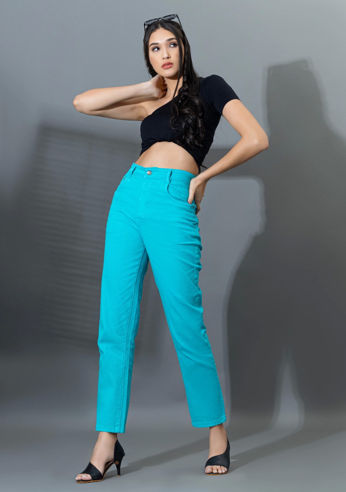 Turquoise Straight Fit Rhysley Women's Jeans