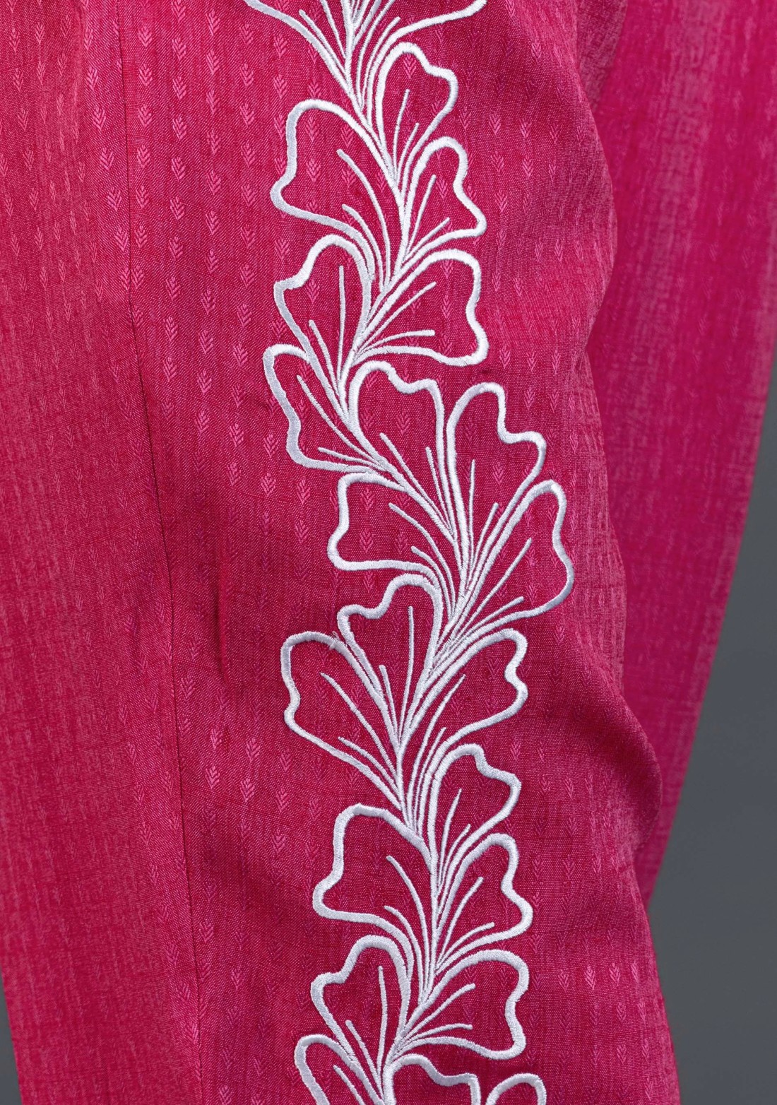 Fuchsia Pink Embroidered Dobby Rayon Co-Ord Set