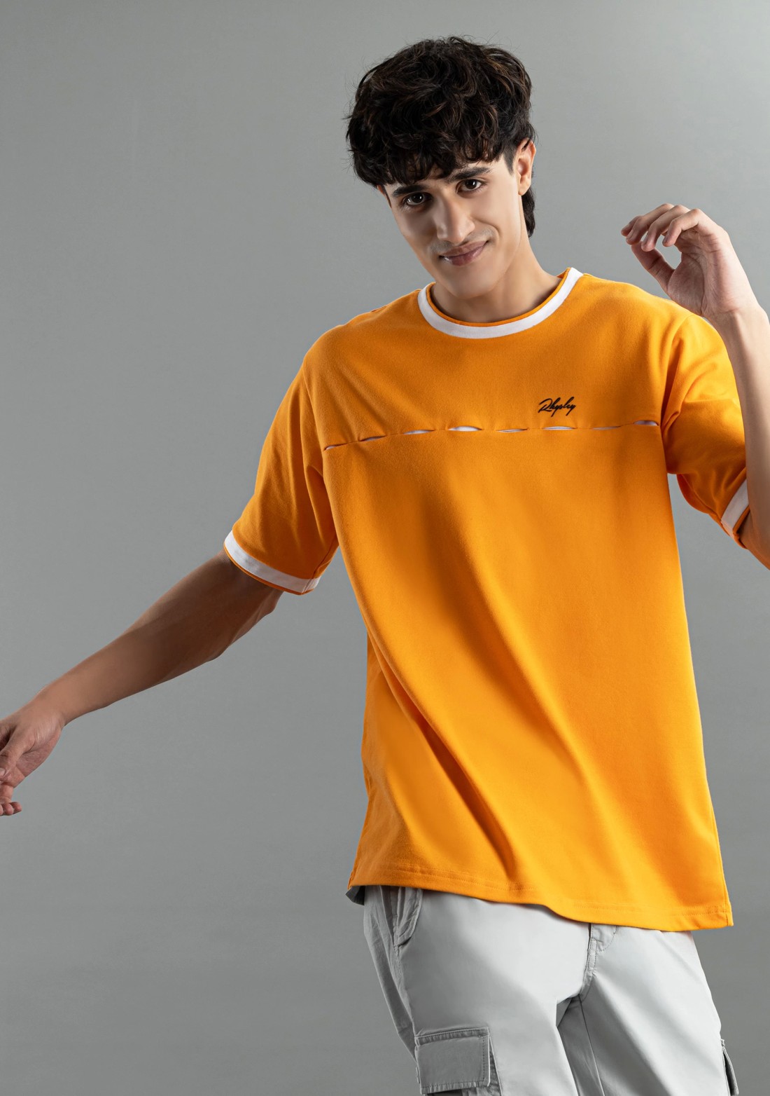 Orange regular fit rhysley Men's crew neck t-shirt